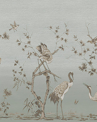 Grazing Cranes Morning Bespoke Mural