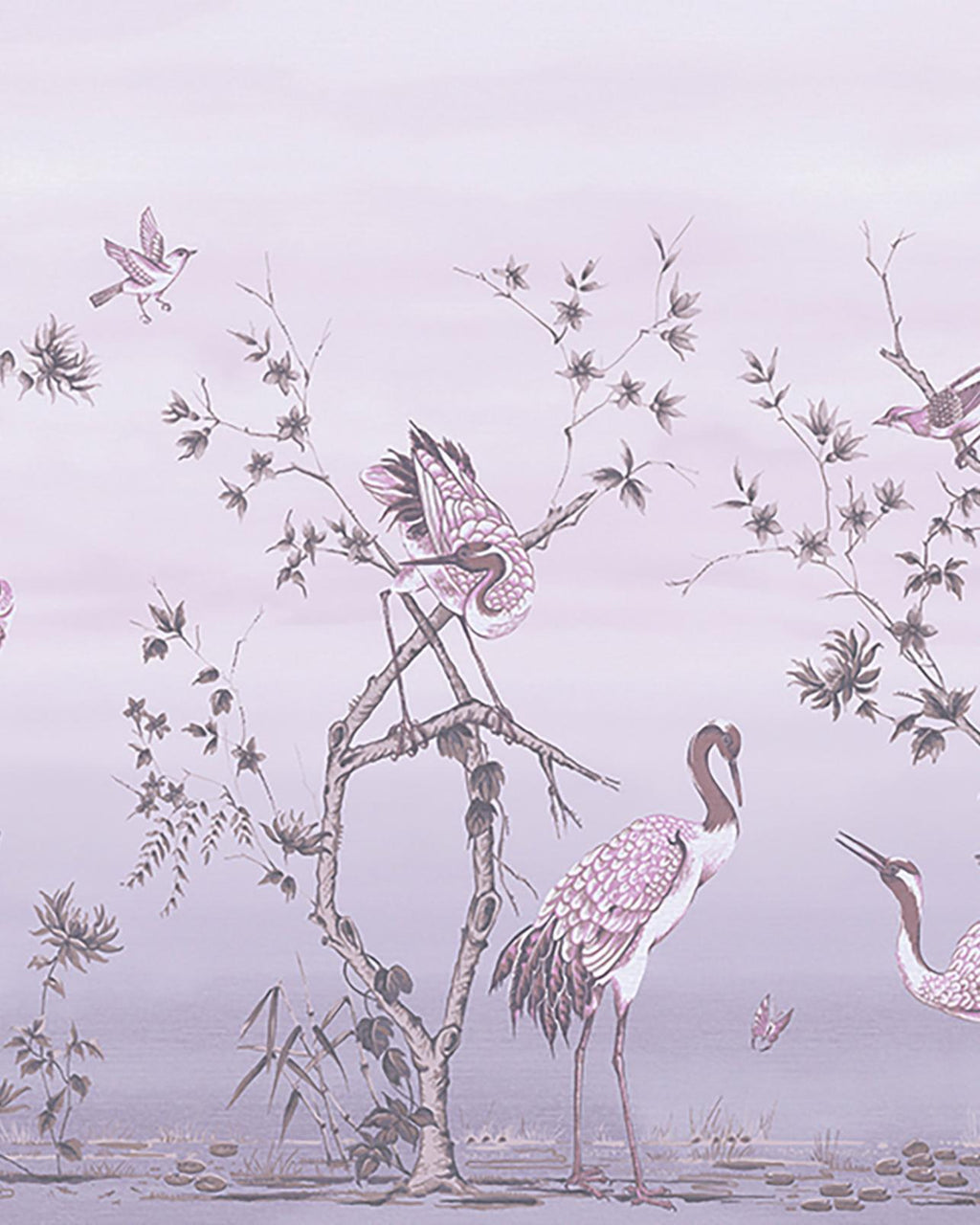 Grazing Cranes Dusk Bespoke Mural