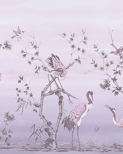 Grazing Cranes Dusk Bespoke Mural