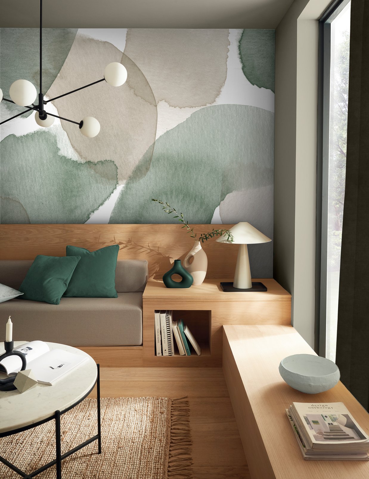 Watercolour Stills Green Bespoke Mural