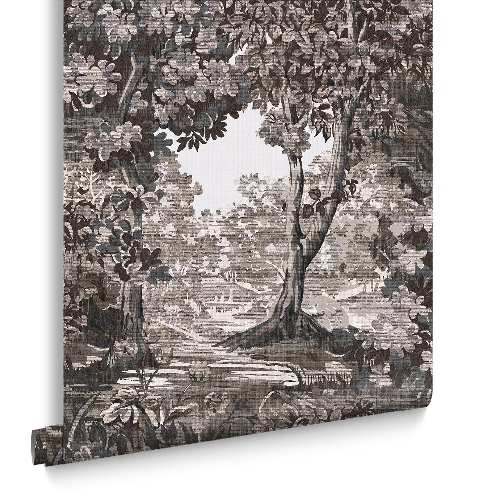 Bodenham Etching Charcoal Wallpaper