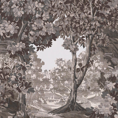 Bodenham Etching Charcoal Wallpaper