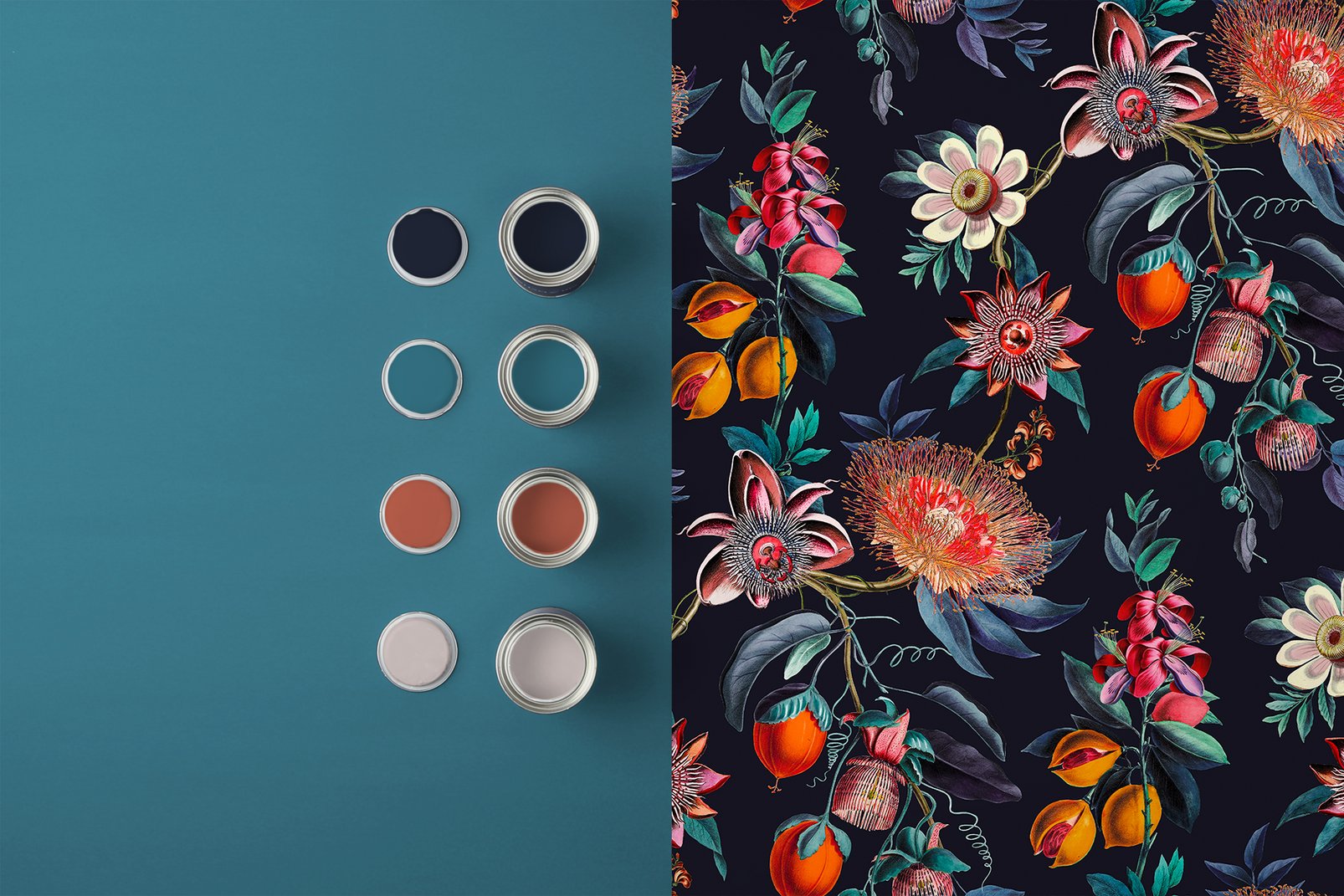 Physic Garden Navy Wallpaper