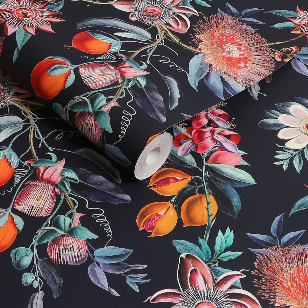 Physic Garden Navy Wallpaper