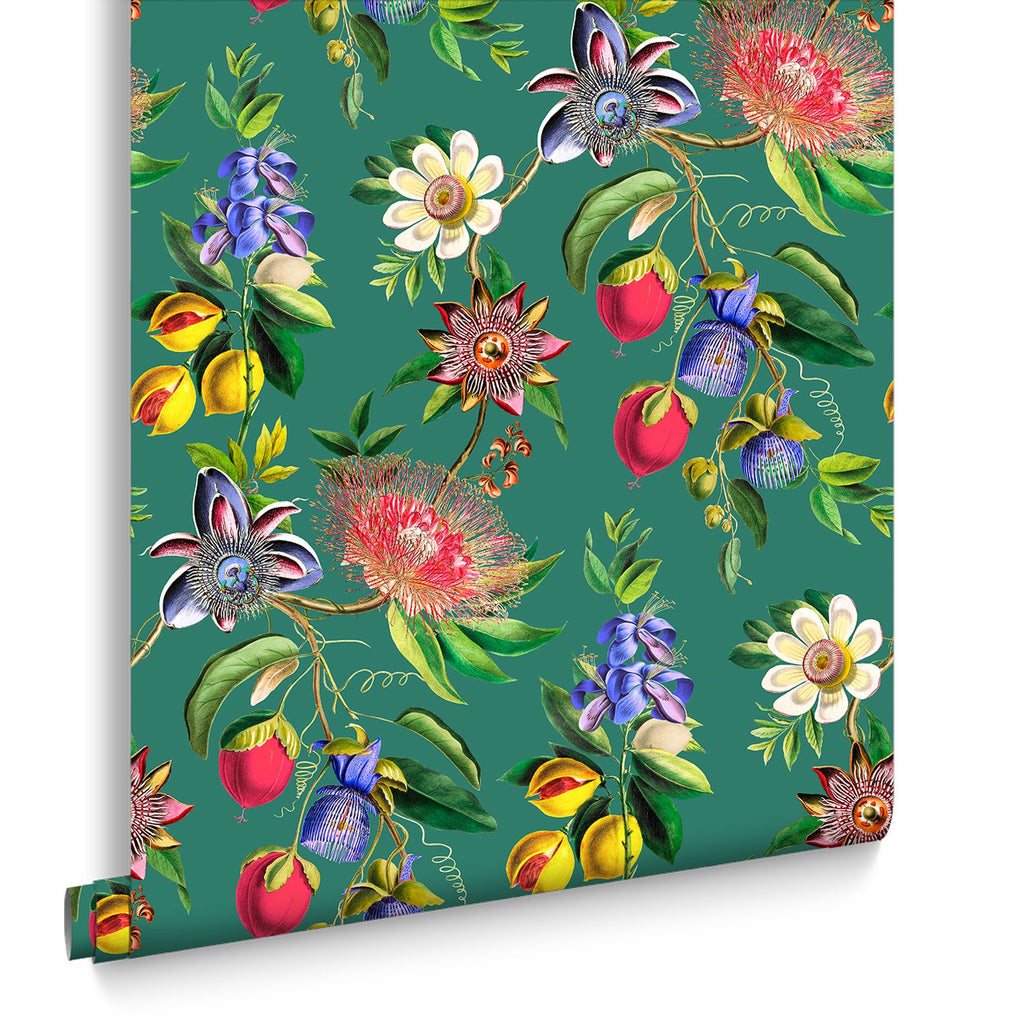 Physic Garden Teal Wallpaper