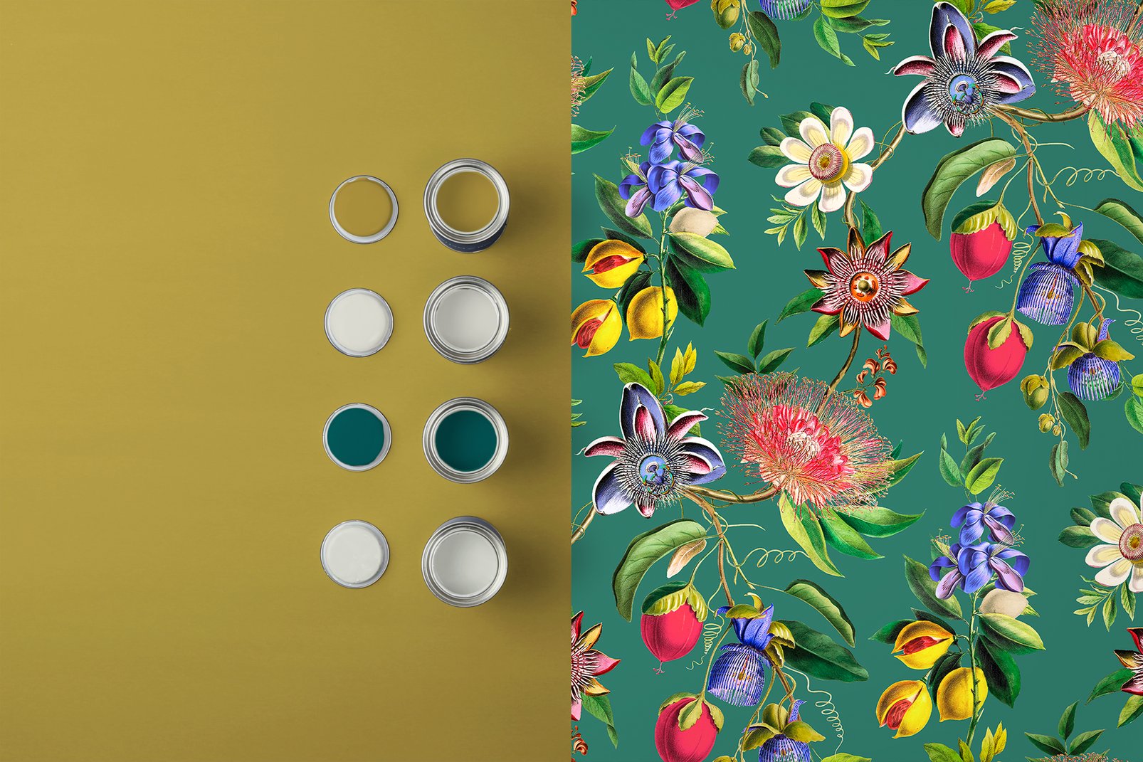 Physic Garden Teal Wallpaper