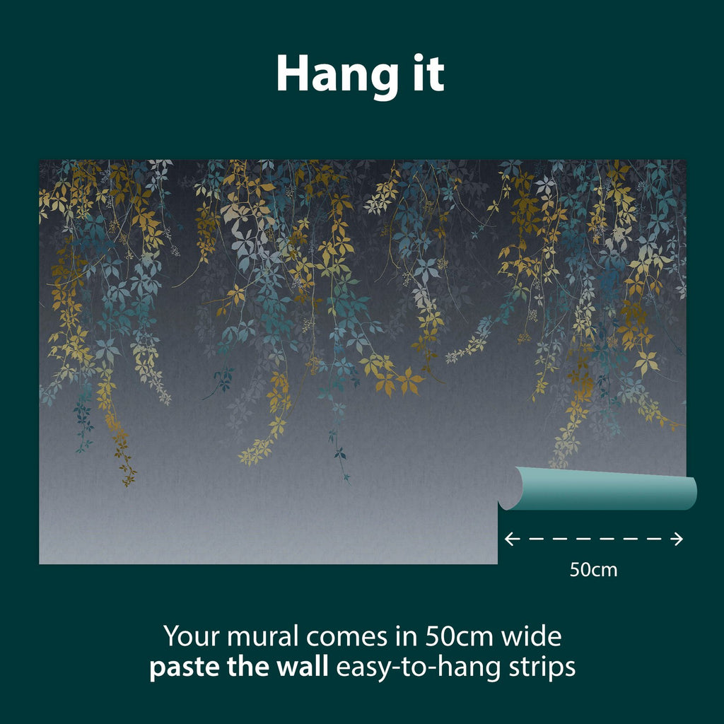 Virginia Creeper Indigo Bespoke Mural by Clarissa Hulse