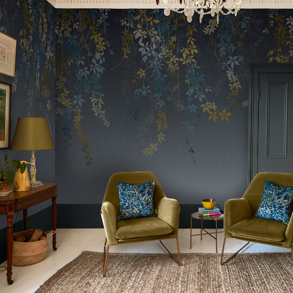 Virginia Creeper Indigo Bespoke Mural by Clarissa Hulse