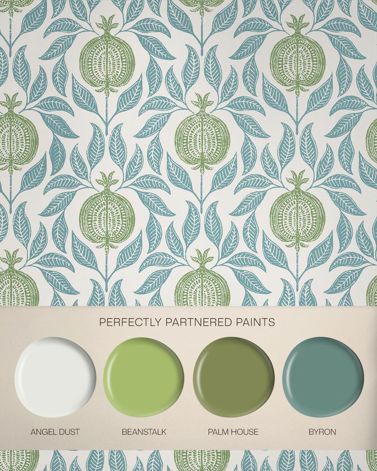Apple of Grenada Blue & Green Wallpaper