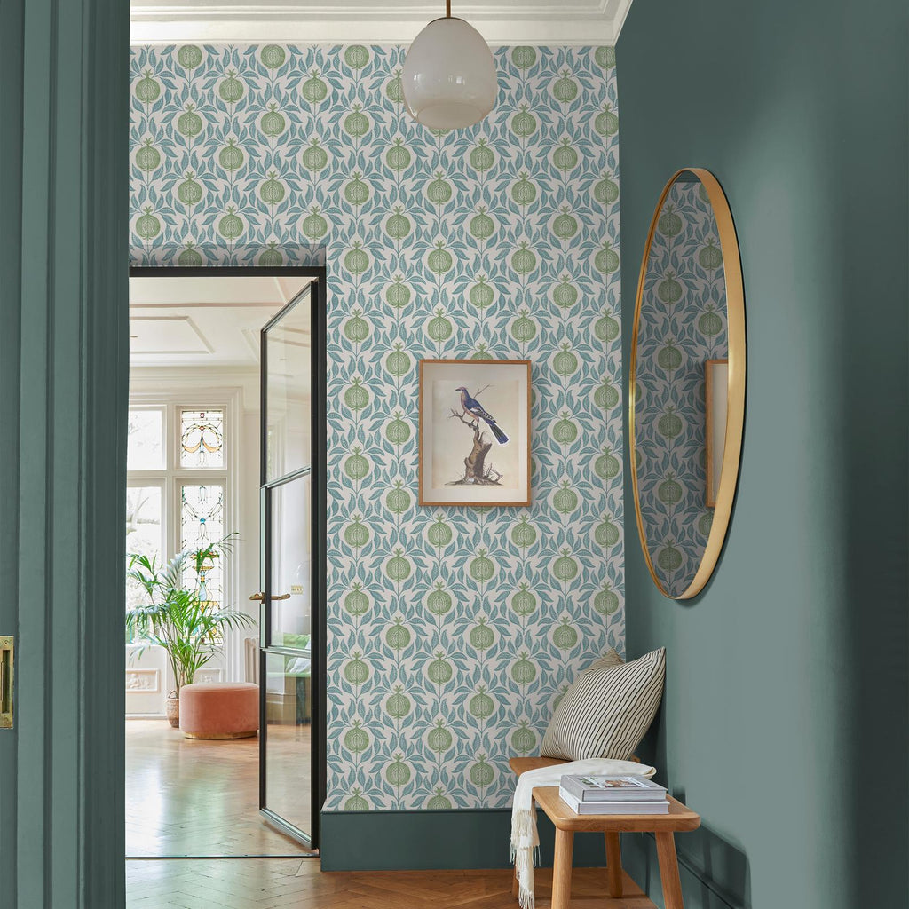 Apple of Grenada Blue & Green Wallpaper
