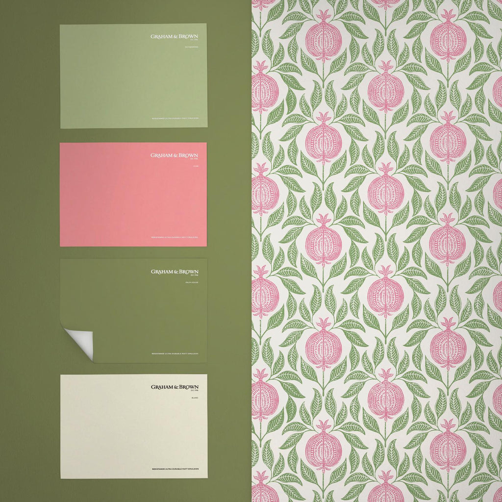 Apple of Grenada Pink & Green Wallpaper