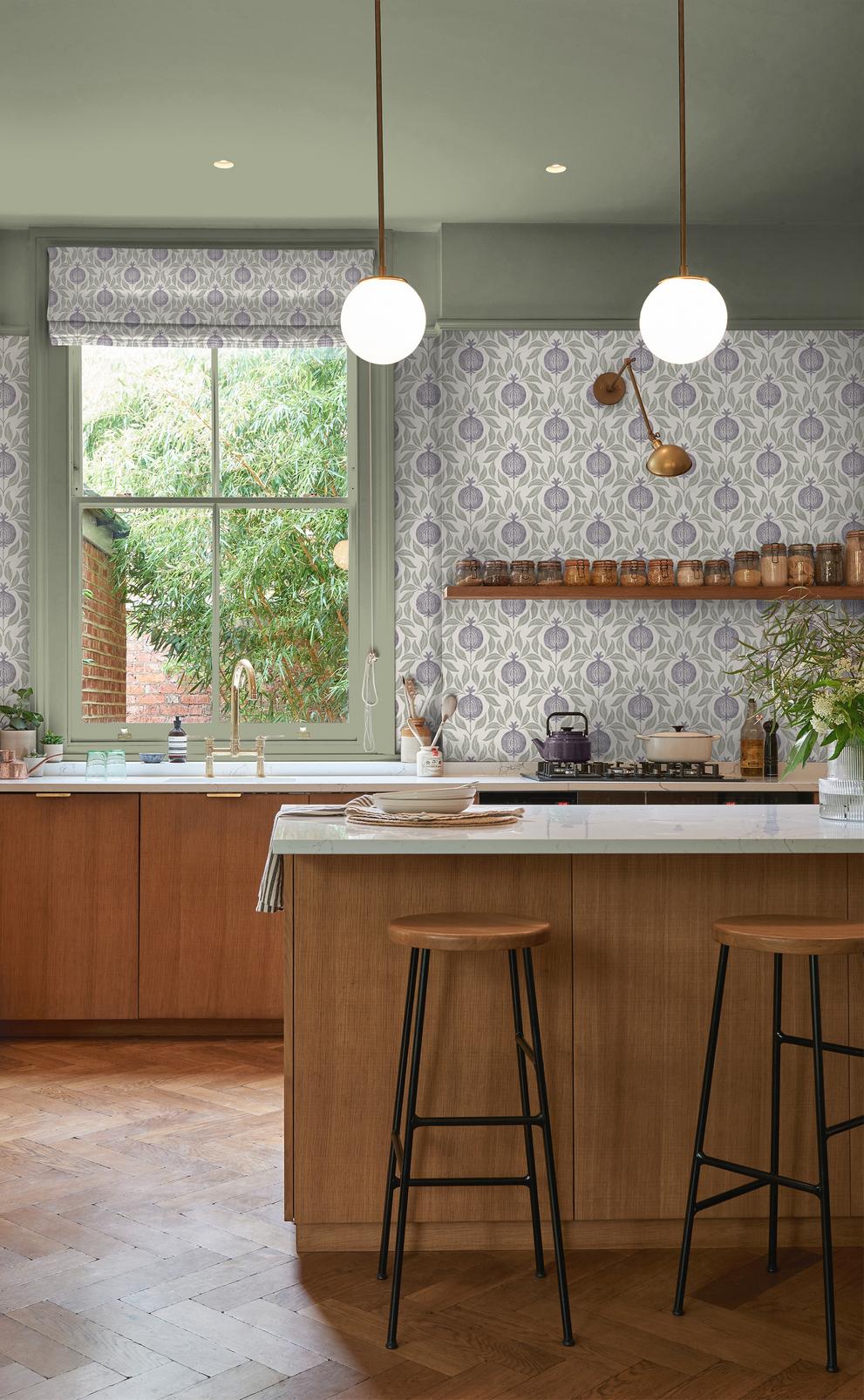 Apple of Grenada Purple & Green Wallpaper