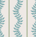 Laurel Leaf Stripe Blue & Green Wallpaper