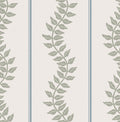 Laurel Leaf Stripe Sky & Green Wallpaper