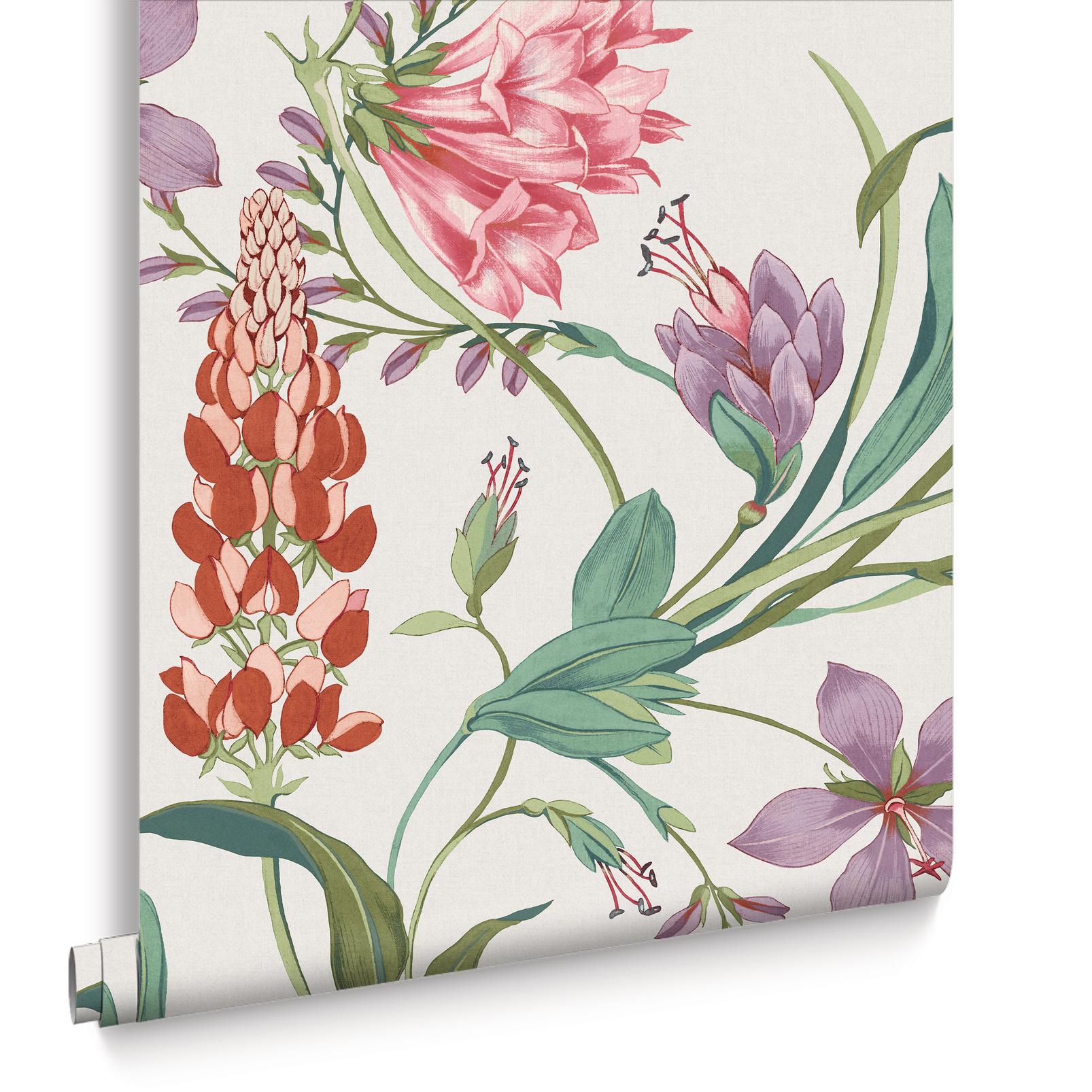 Botanist's Scroll Pink Wallpaper