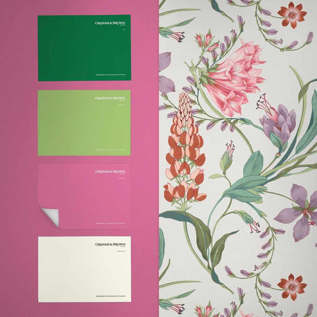 Botanist's Scroll Pink Wallpaper