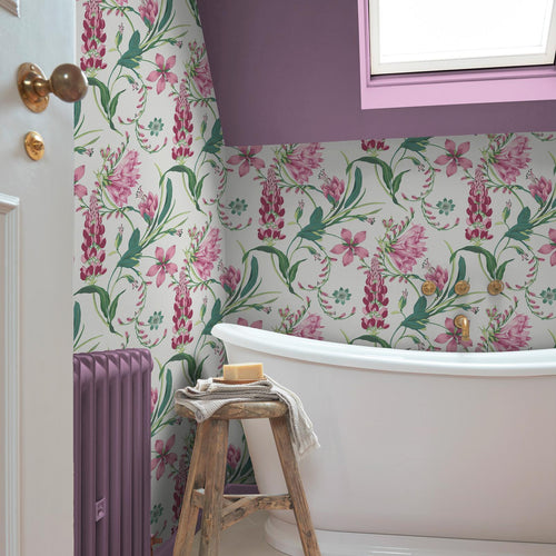 Botanist's Scroll Mauve Wallpaper