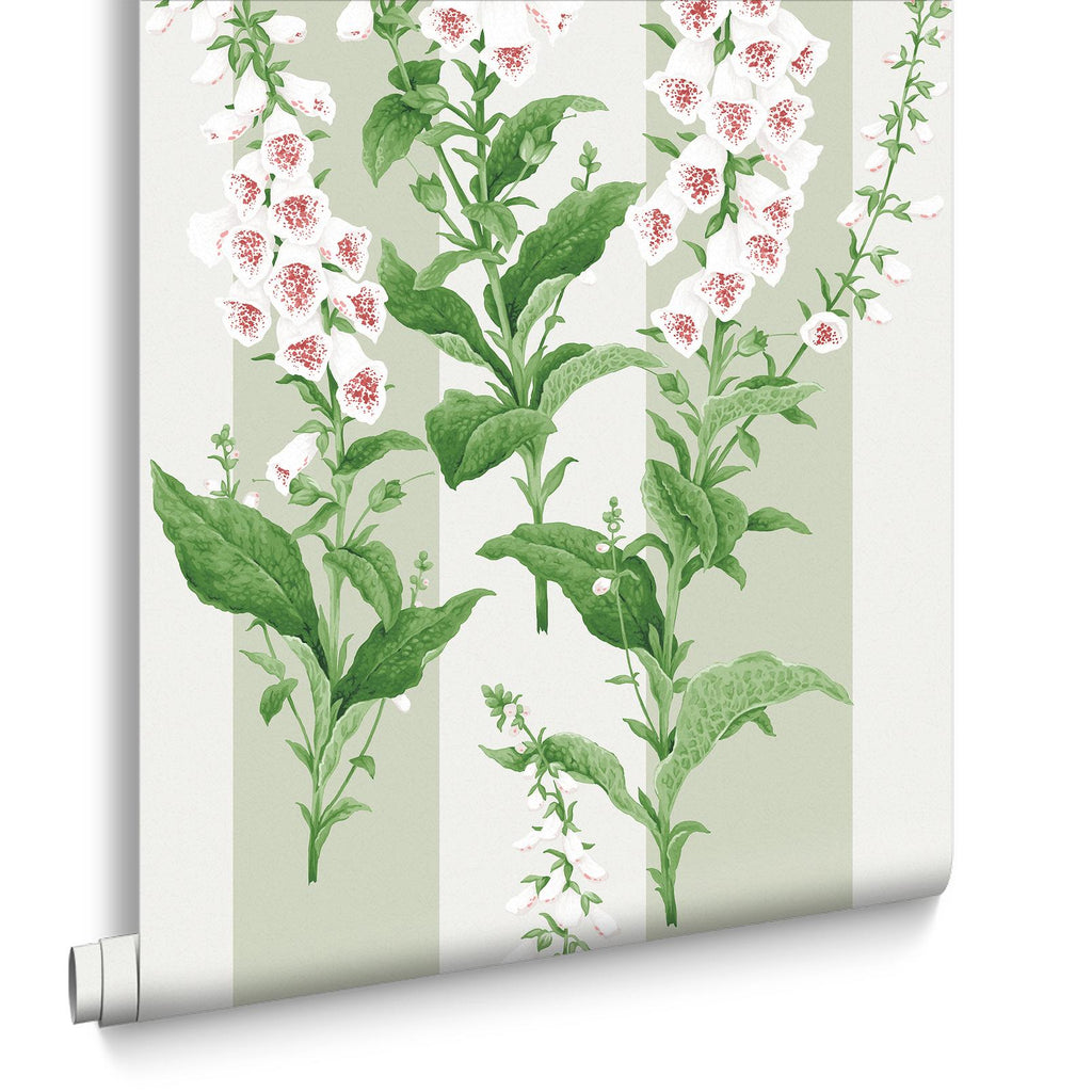 Foxglove Stripe Sage Wallpaper