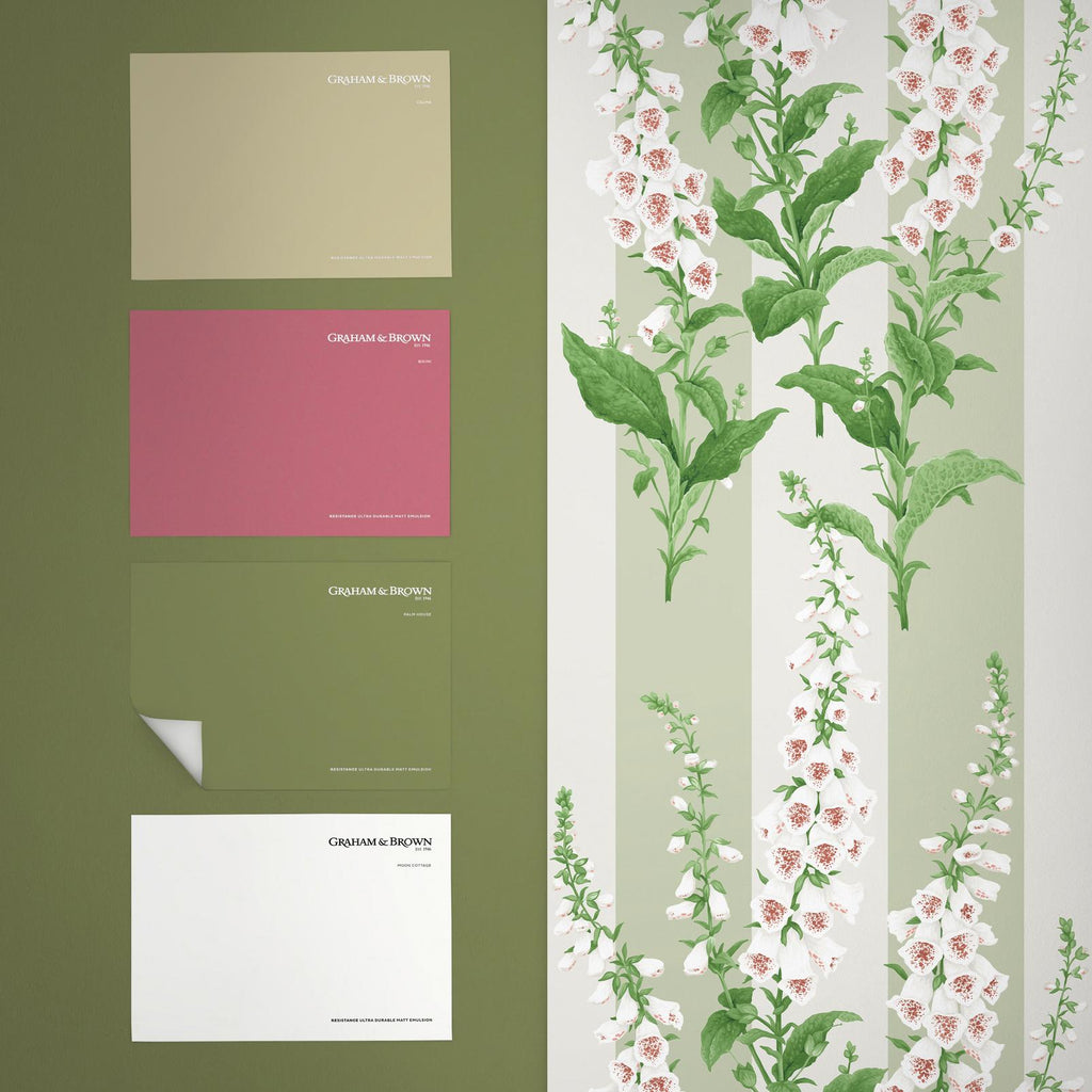 Foxglove Stripe Sage Wallpaper