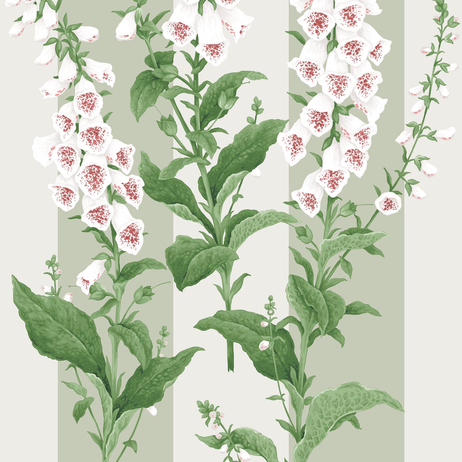 Foxglove Stripe Sage Wallpaper