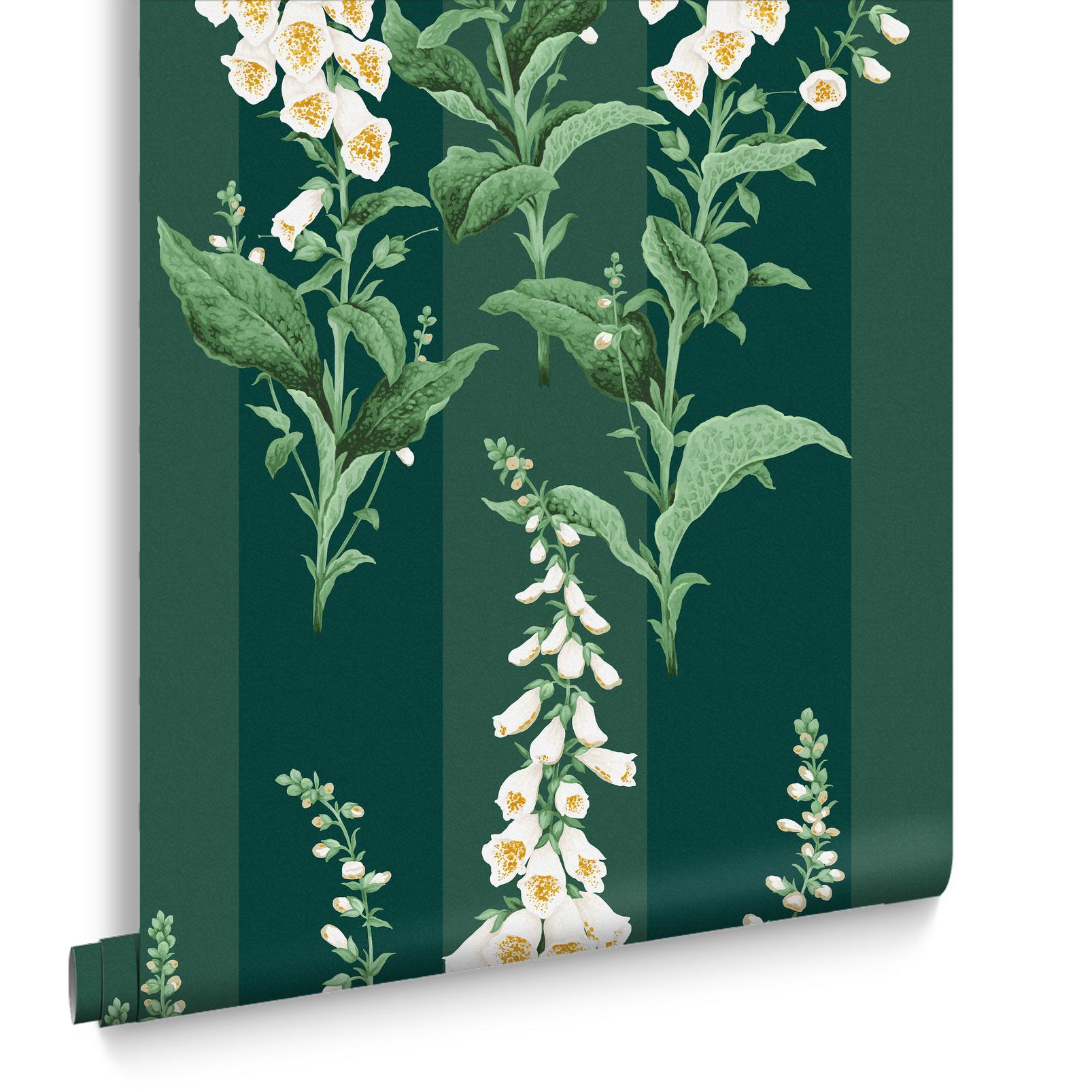 Foxglove Stripe Teal Wallpaper