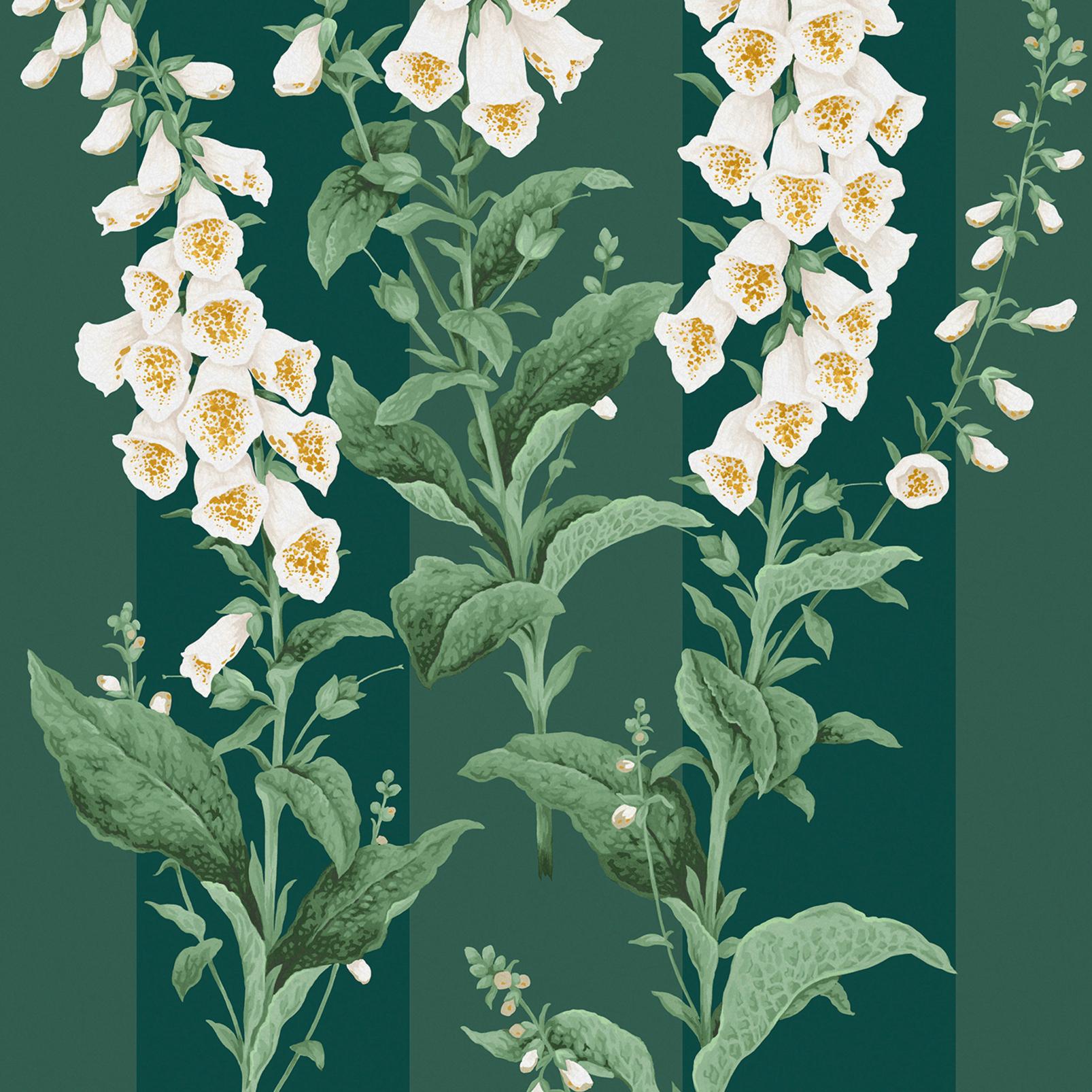 Foxglove Stripe Teal Wallpaper