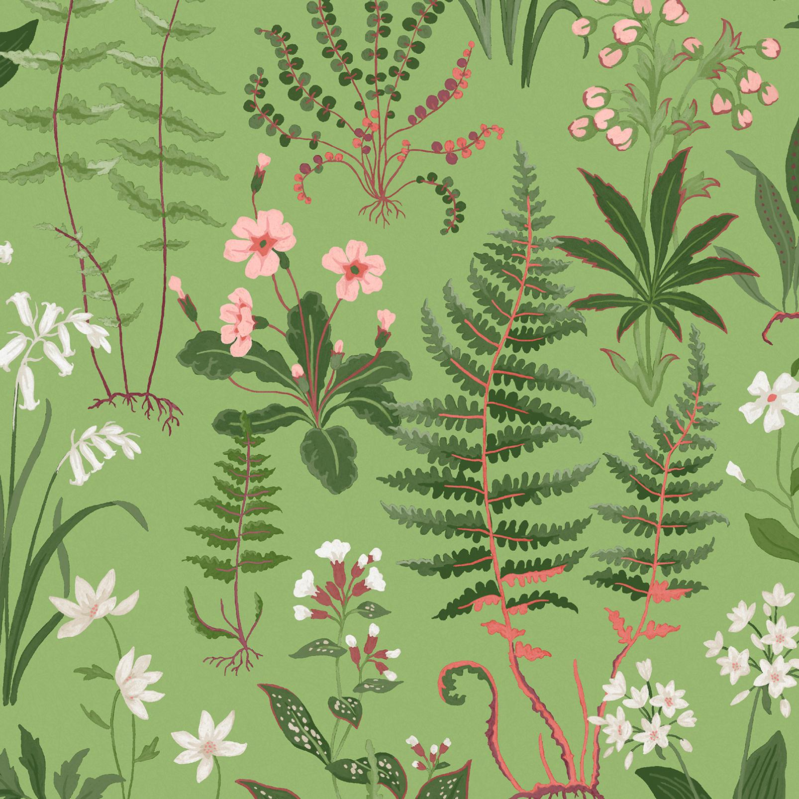 Oshibana Green Wallpaper