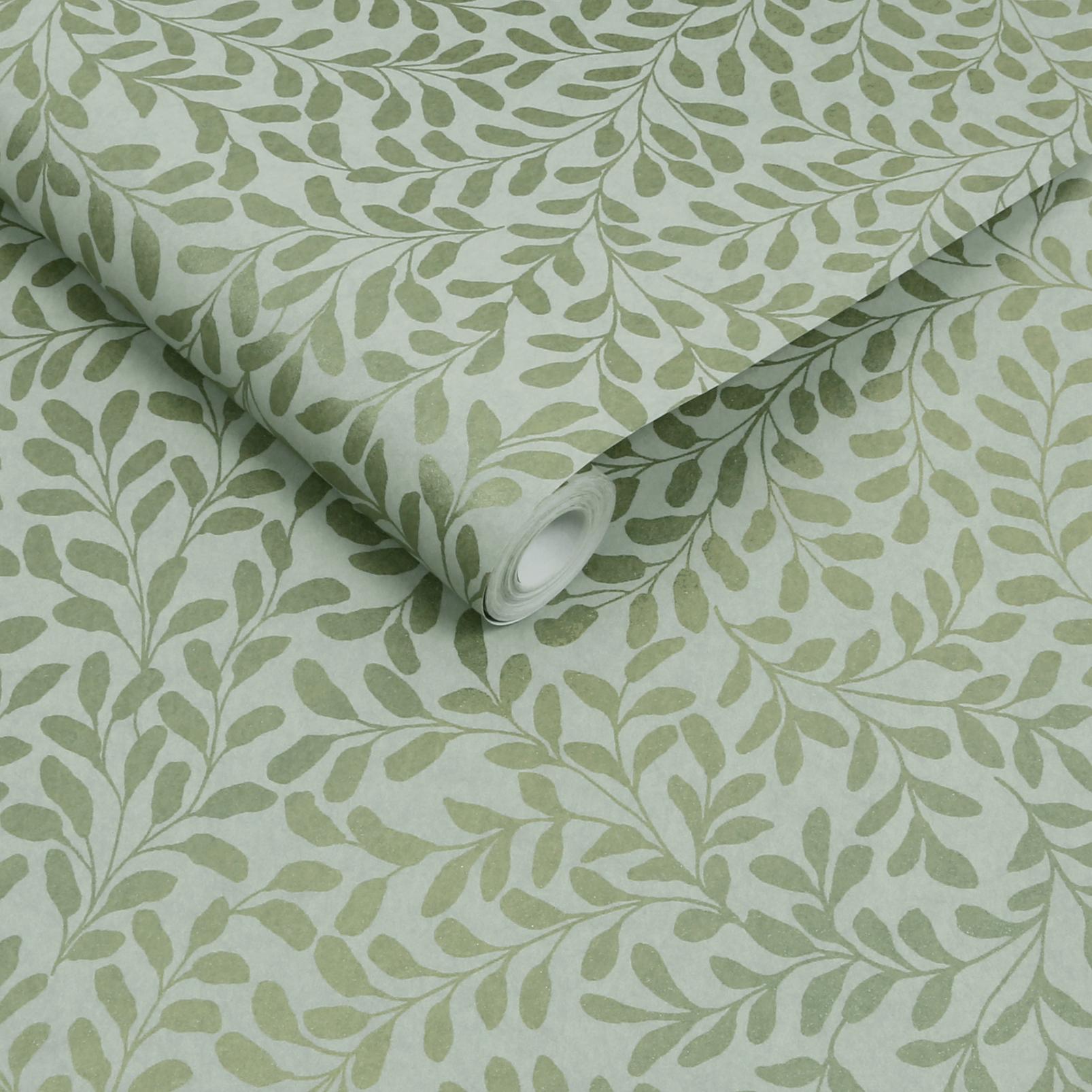 Gilded Leaf Sage & Pale Gold Wallpaper