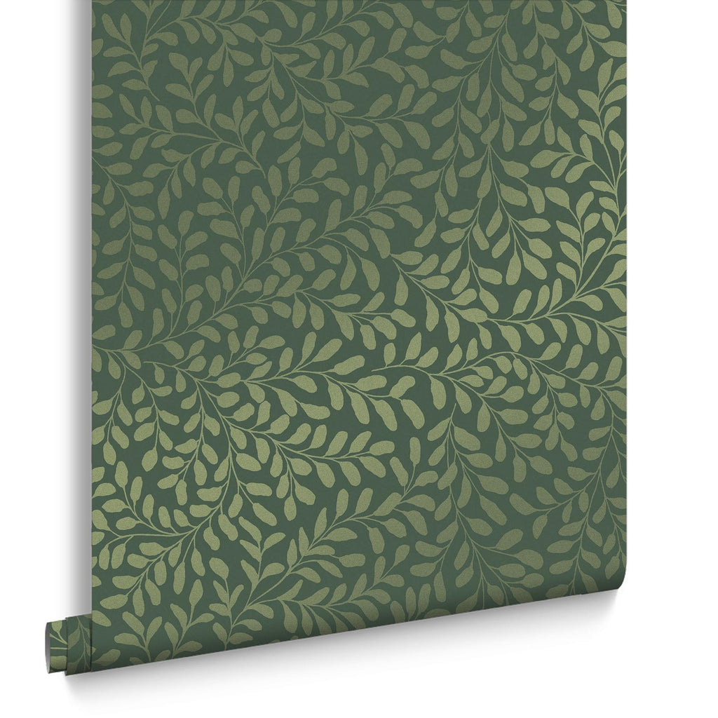 Gilded Leaf Olive Wallpaper