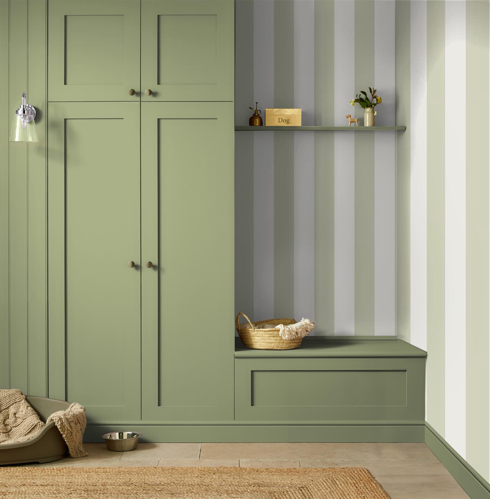 Quartet Stripe Sage Wallpaper