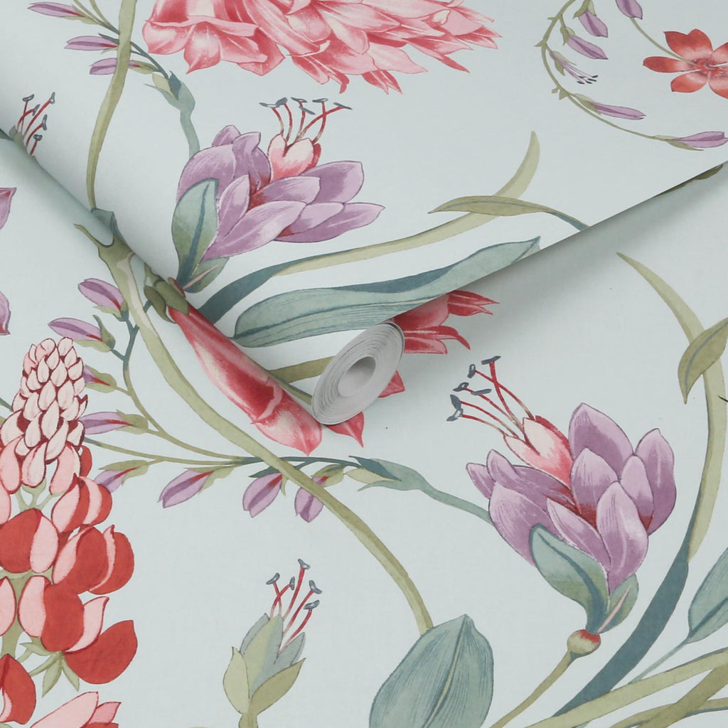 Botanist's Scroll Duck Egg Wallpaper