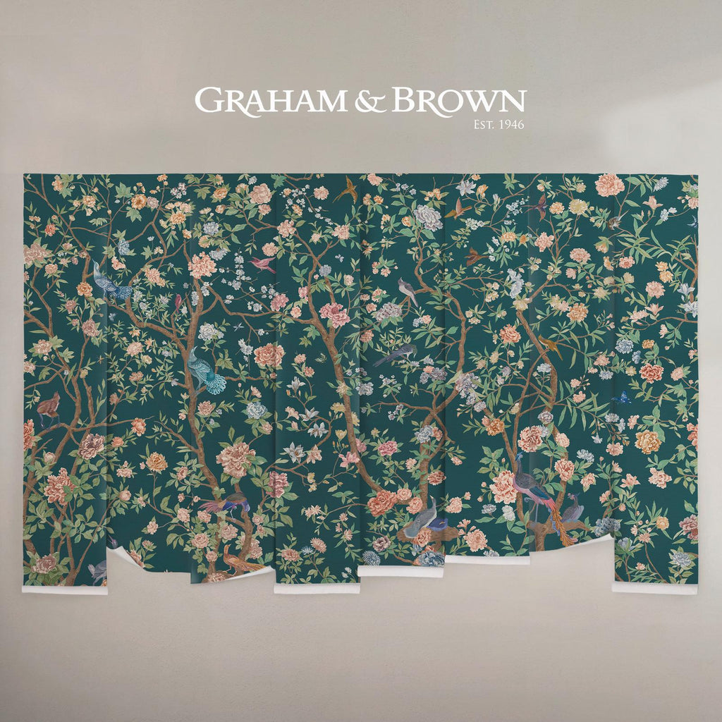 Chinoiserie Teal Bespoke Mural