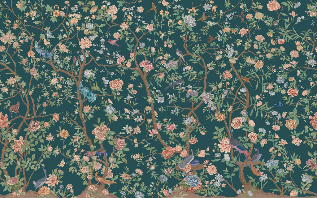 Chinoiserie Teal Bespoke Mural