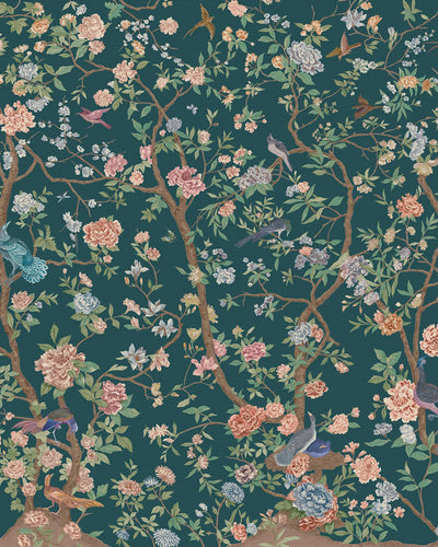 Chinoiserie Teal Bespoke Mural