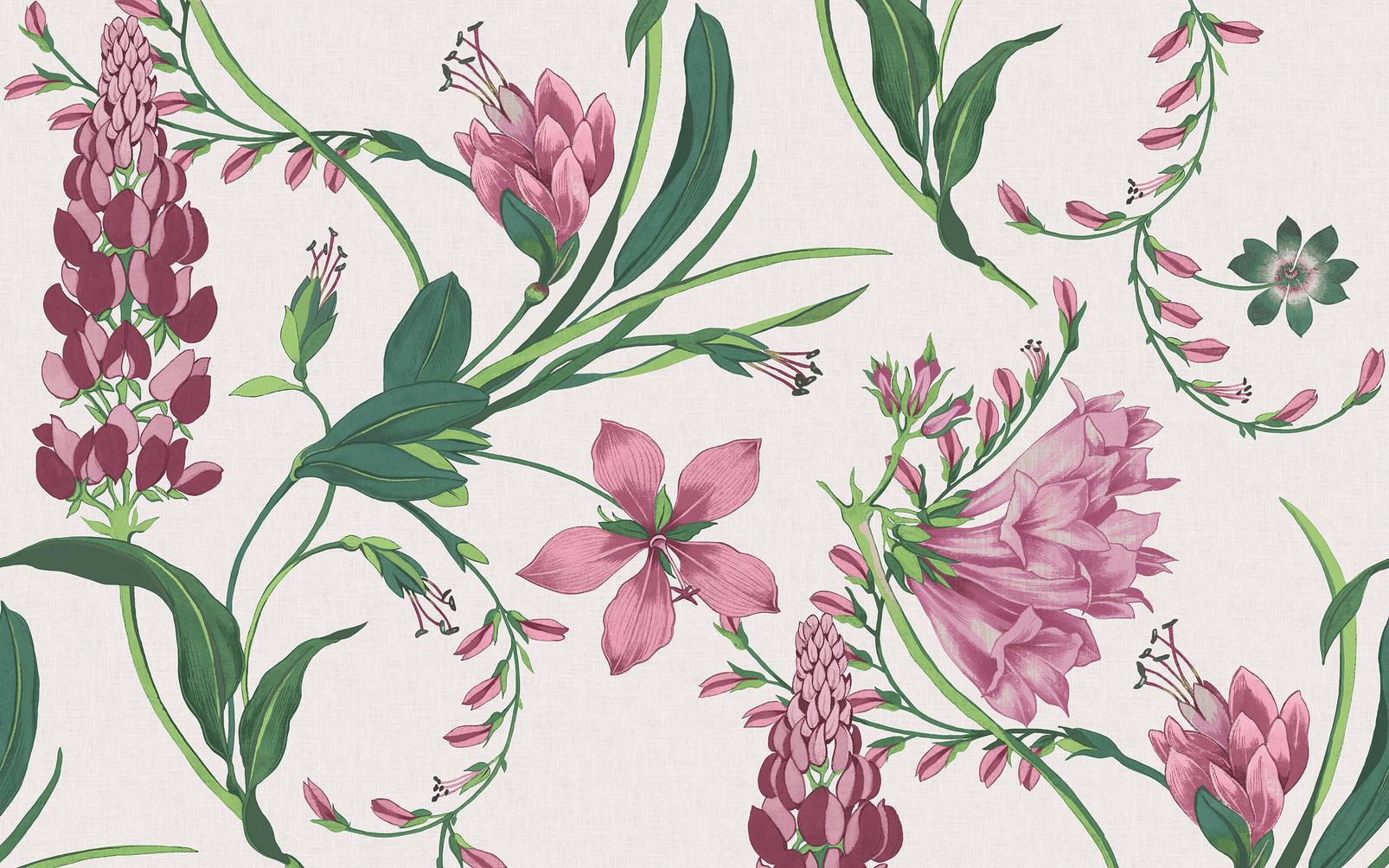 Botanist's Scroll Mauve Bespoke Mural