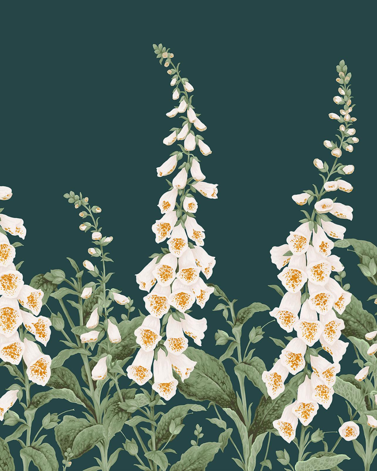 Foxglove Teal Bespoke Mural