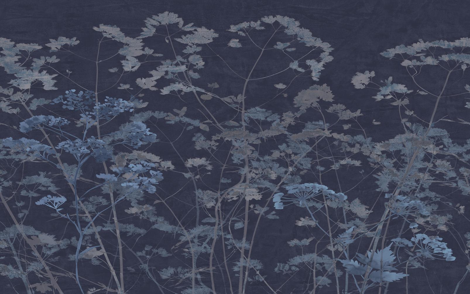 Flower Press Indigo Bespoke Mural