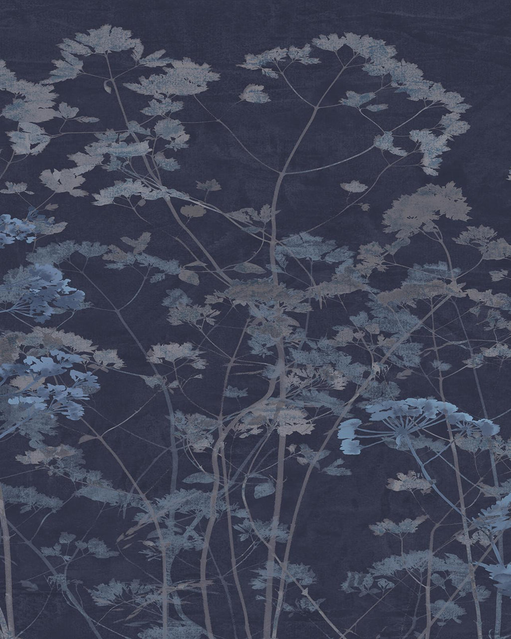 Flower Press Indigo Bespoke Mural