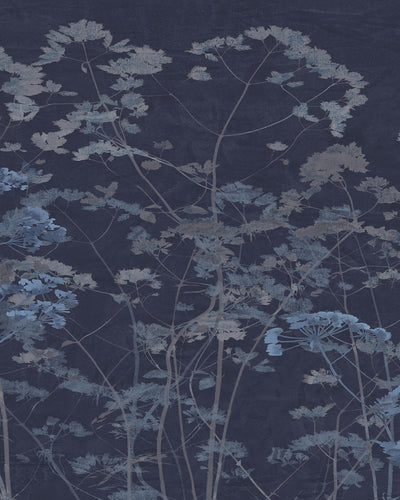 Flower Press Indigo Bespoke Mural
