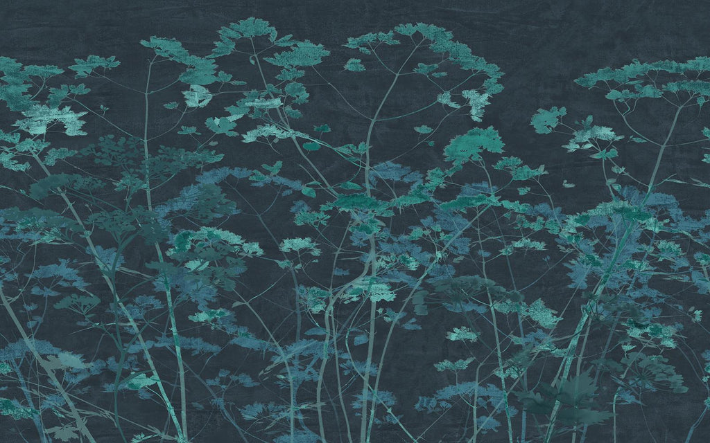 Flower Press Teal Bespoke Mural