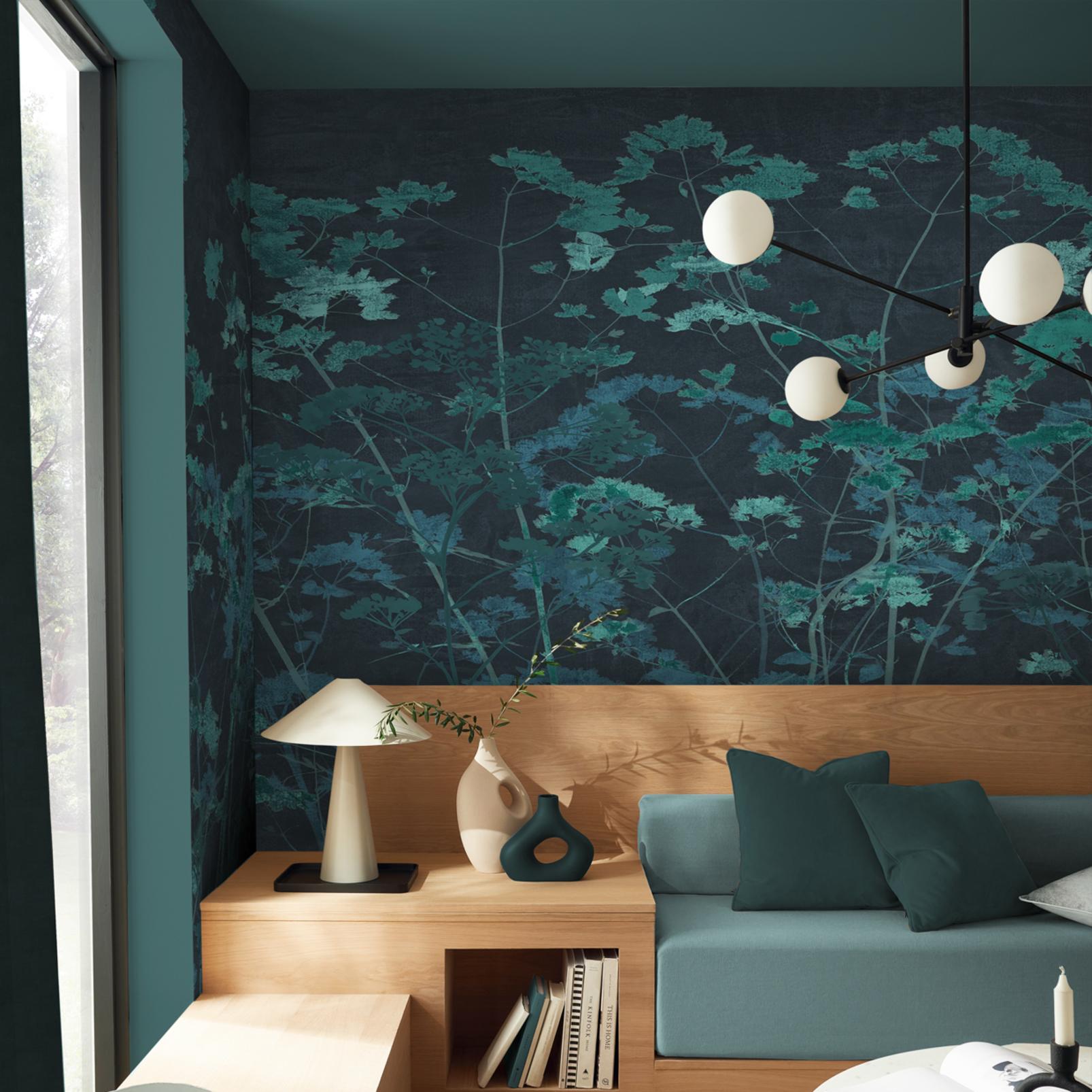 Flower Press Teal Bespoke Mural