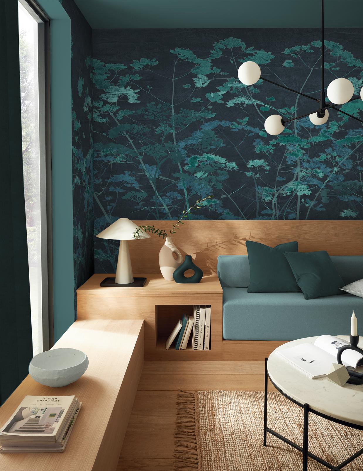 Flower Press Teal Bespoke Mural