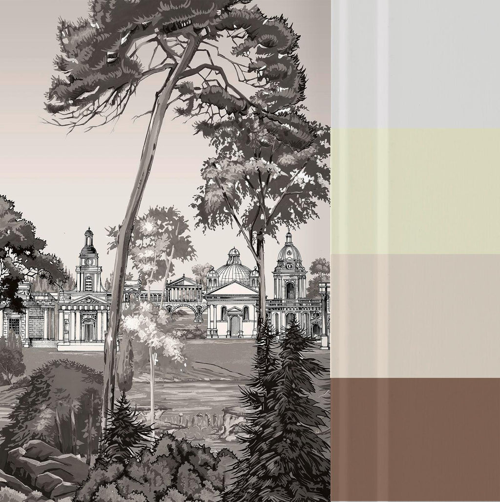 Stately Promenade Sepia Panoramic Bespoke Mural