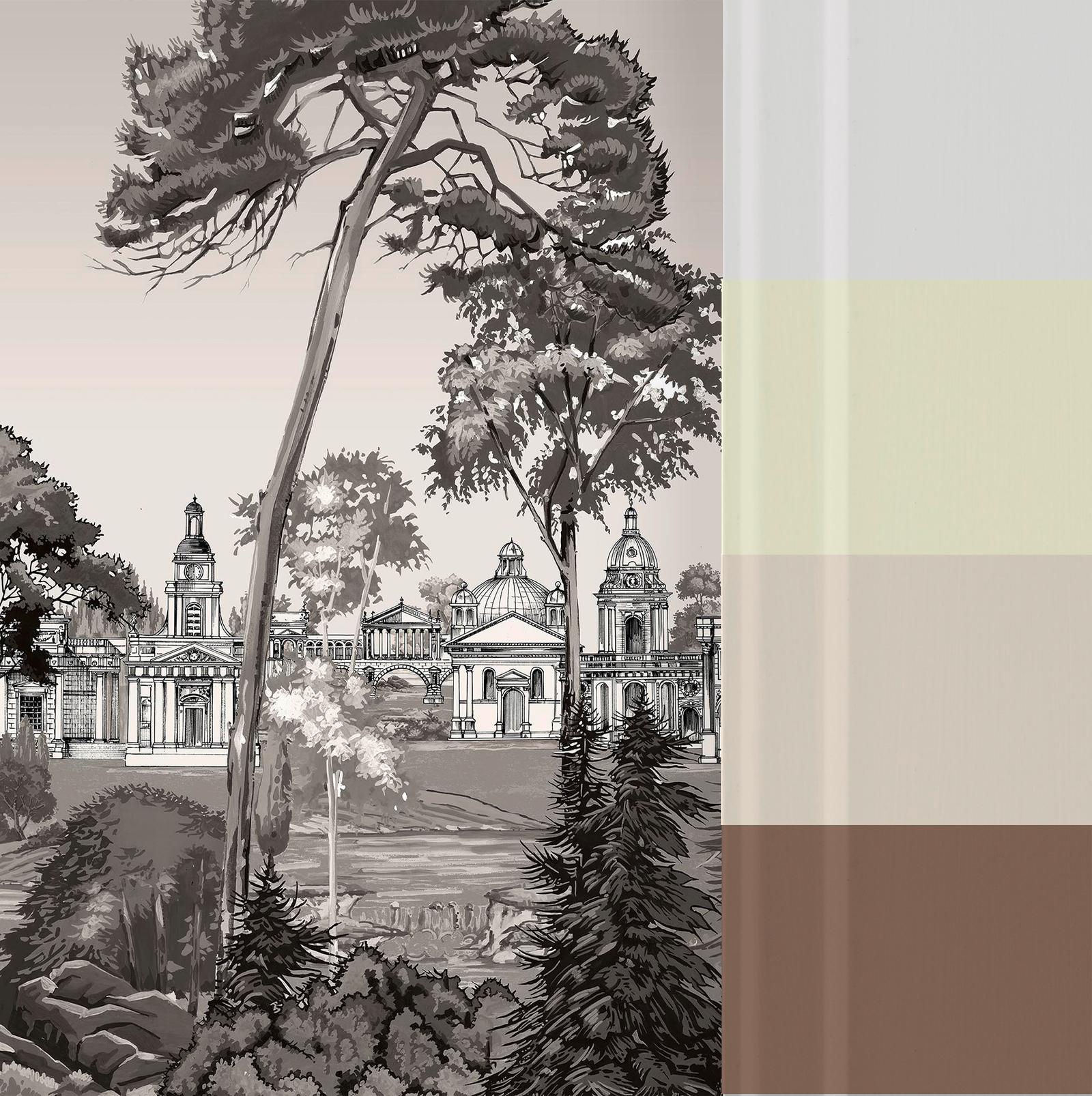 Stately Promenade Sepia Panoramic Bespoke Mural