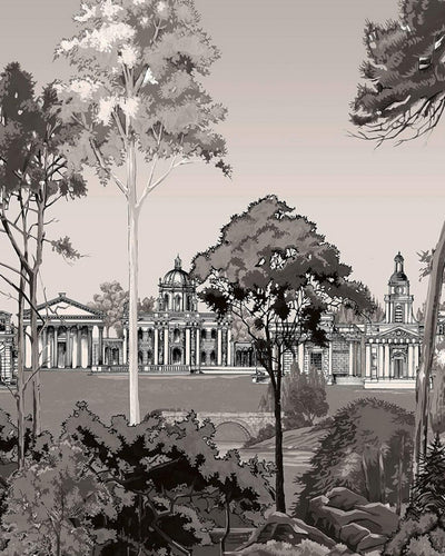Stately Promenade Sepia Panoramic Bespoke Mural