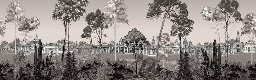 Stately Promenade Sepia Panoramic Bespoke Mural