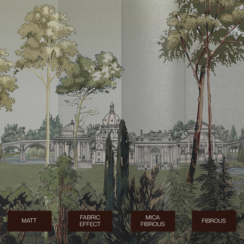 Stately Promenade Soft Green Panoramic Bespoke Mural