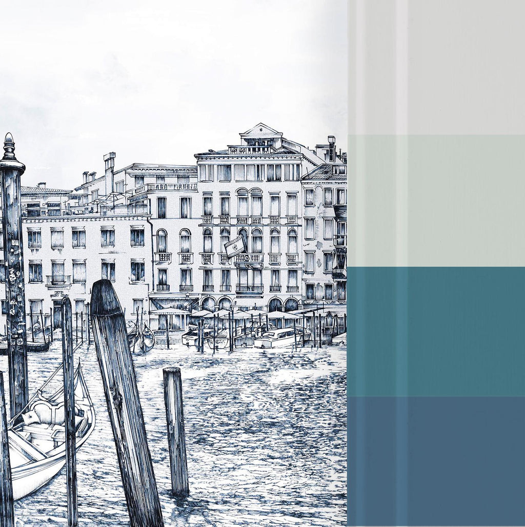 Old Venezia Blue Wash Panoramic Bespoke Mural