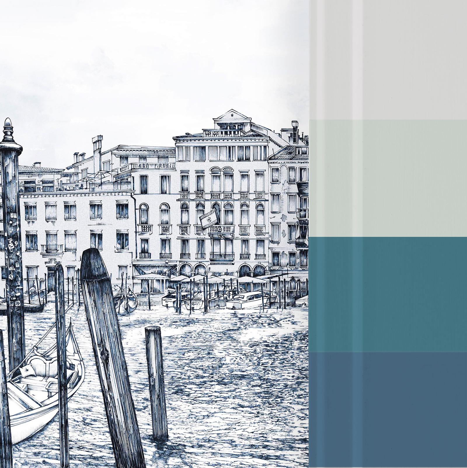 Old Venezia Blue Wash Panoramic Bespoke Mural