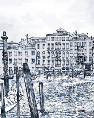 Old Venezia Blue Wash Panoramic Bespoke Mural